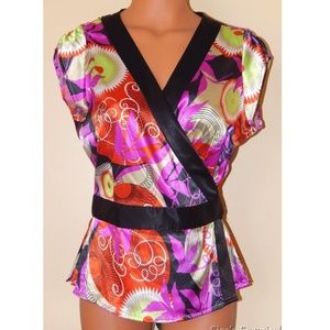 BCBG Max Azria M. Crossover Wrap Top Japanese